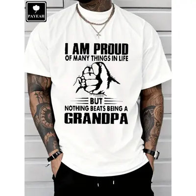 PAYEAH Proud Of Many Things In LifeNothing Being A Grandpa Monogrammed T-Shirt 100% Heavy Cotton T Shirt