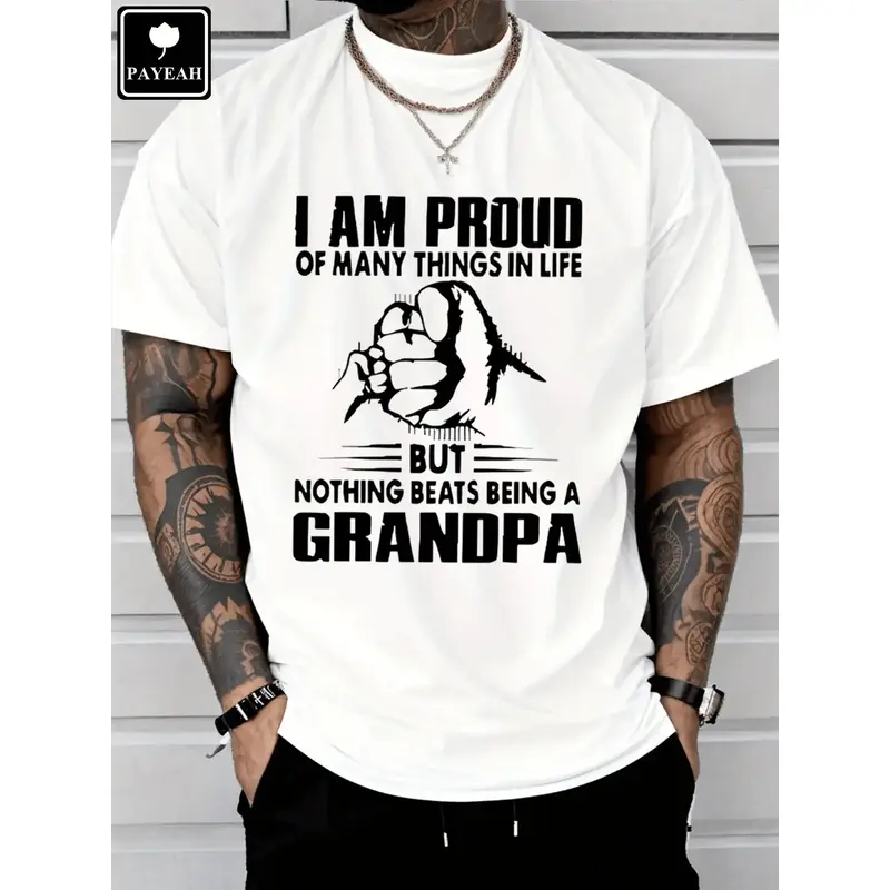 PAYEAH Proud Of Many Things In LifeNothing Being A Grandpa Monogrammed T-Shirt 100% Heavy Cotton T Shirt