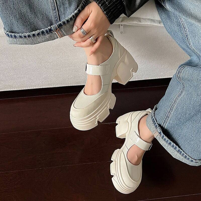 CHIKO Berdine Round Toe Block Heels Mary Jane Shoes