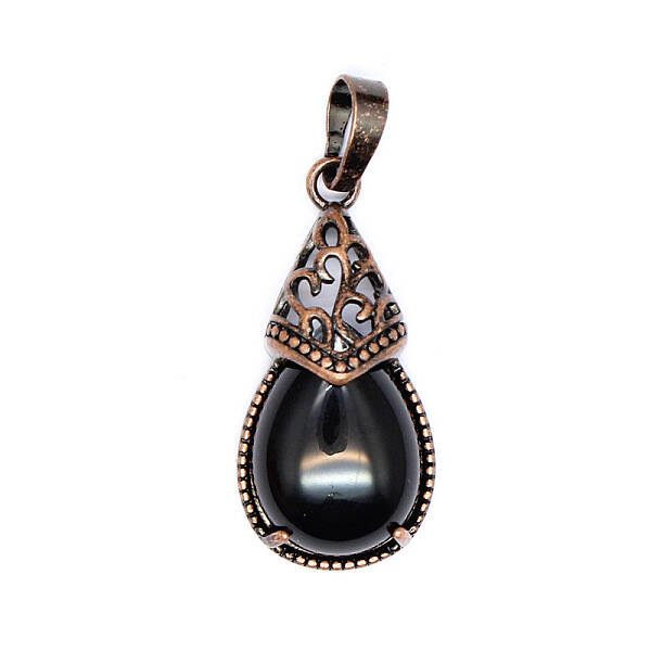 Retro Hollow Natural Obsidian  Pendants