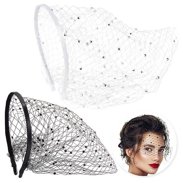2Pcs 2 Styles Cloth Mesh Veil Headband