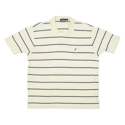 NAUTICA Mens Polo Shirt Yellow Striped L