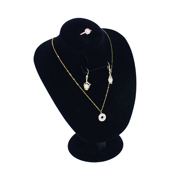 Bust Shaped MDF Covered with Velvet Jewelry Set Display Stands