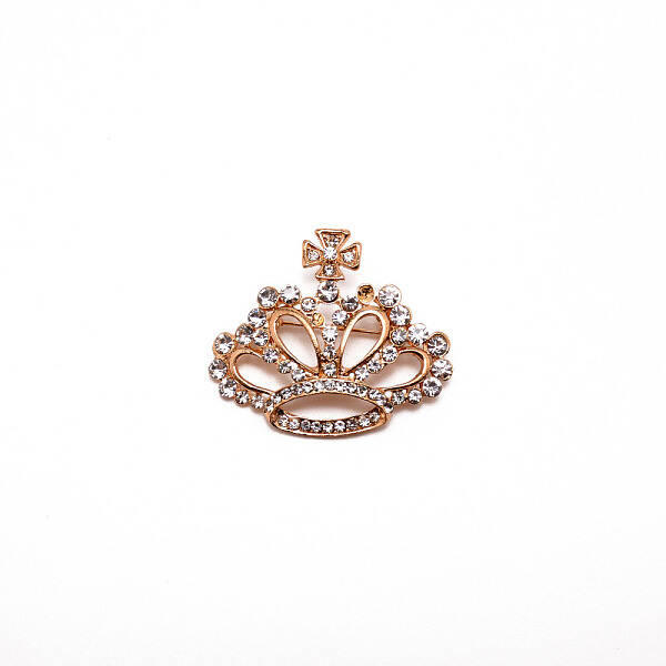 Crystal Rhinestone Crown Brooch