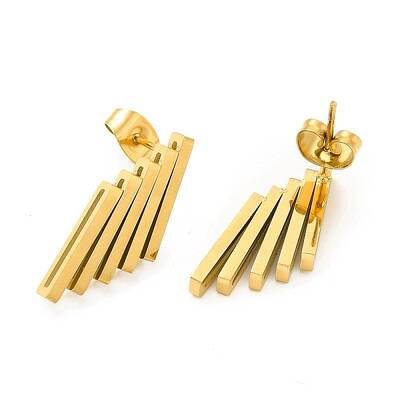 Ion Plating(IP) 304 Stainless Steel Rhombus Stud Earrings for Women