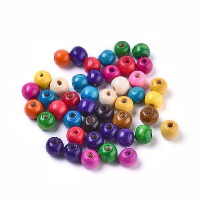 Dyed Natural Wood Beads