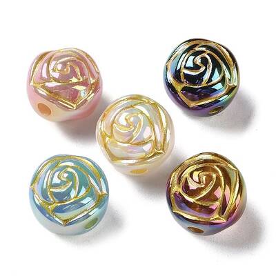 Golden Metal Enlaced Opaque Acrylic Beads