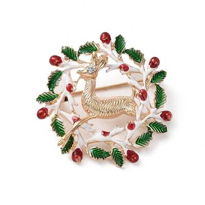 Christmas Theme Rhinestone Brooch Pin
