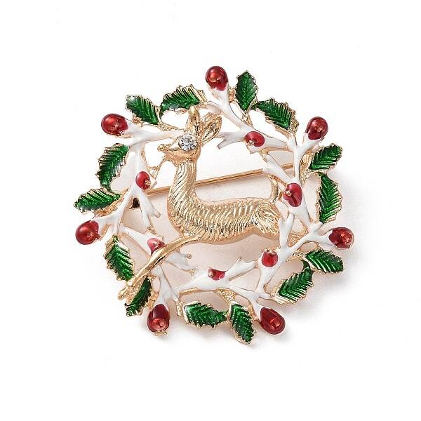 Christmas Theme Rhinestone Brooch Pin