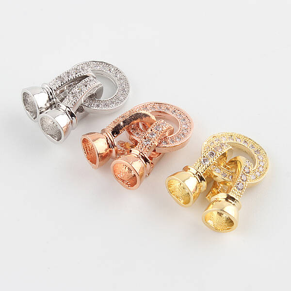 Brass Micro Pave Cubic Zirconia Fold Over Clasps