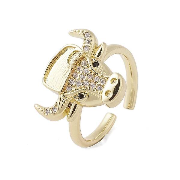 Brass with Micro Pave Cubic Zirconia Adjustable Open Rings
