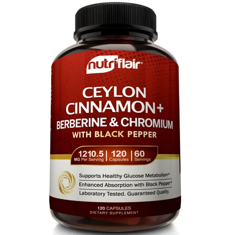 NutriFlair Ceylon Cinnamon + Berberine and Chromium, Immune Wellness Vitamin Supplement, Natural Dairy-Free and Vegan-Friendl...