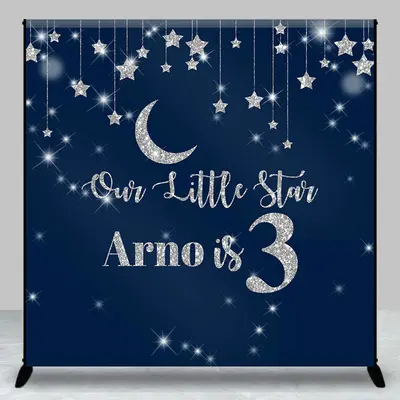 Custom Name Our Little Star 3rd Birthday Backdrop