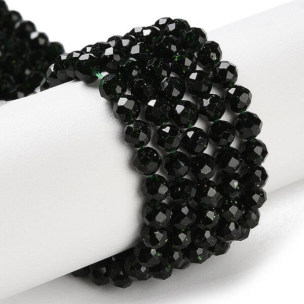 Synthetic Green Goldstone Beads Strands