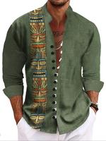 Men's Tribal Print Button Closure Shirt, Regular Fit Casual Long Sleeve Top for Outdoor Activities, Fashion Men's Clothes for...