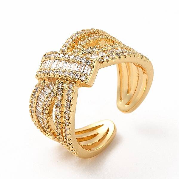 Cubic Zirconia Criss Cross Open Cuff Ring
