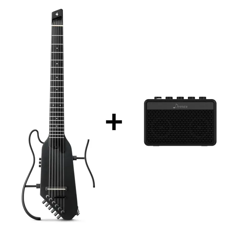 Donner HUSH™ C Nylon Acoustic-Electric Guitar - Black / Guitar+5W Amplifier