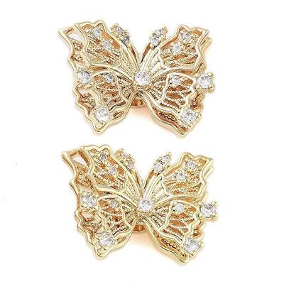 Brass Micro Pave Clear Cubic Zirconia Beads
