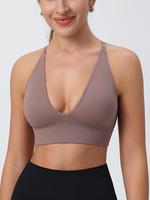 Women's Solid Criss Cross Backless Padded Sports Bra, Pickleball & Tennis Clothes for Fall, Sports Bra for Women, Adjustable ...