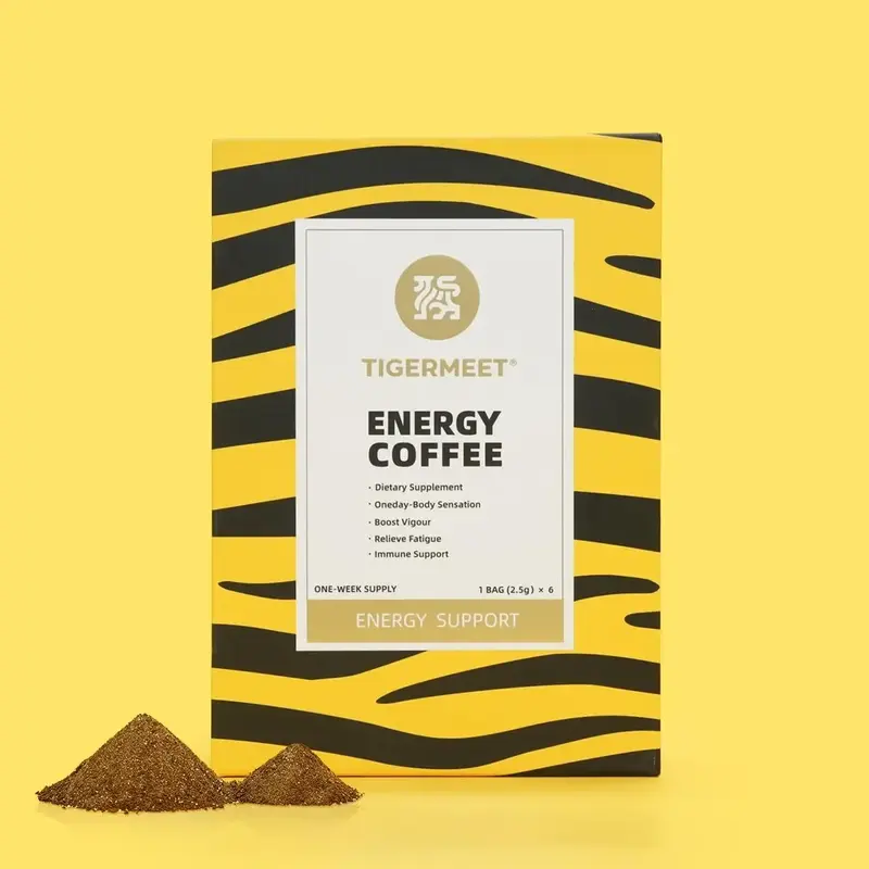 TIGERMEET 3-in-1 Energy Coffee for Men Body Boost, Stamina & Performance Natural Instant Coffee 6 Servings supplement