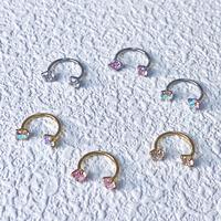 20G Titanium Horseshoe Nose Hoop Internally Threaded Gems Nose Ring (Holder included)