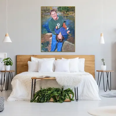 Abstract Family Paintings from Photo Original Wall Art Grandfather and Grandson Decor for Living Room | PAINTING FROM PHOTO #...