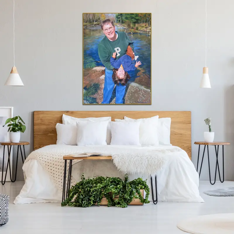 Abstract Family Paintings from Photo Original Wall Art Grandfather and Grandson Decor for Living Room | PAINTING FROM PHOTO #...