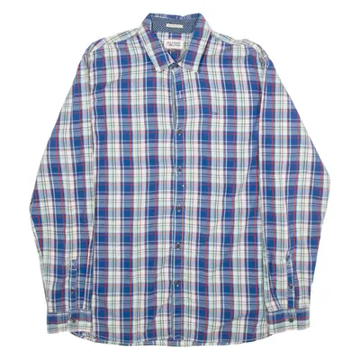 TOMMY HILFIGER Mens Shirt Blue Check Long Sleeve 2XL