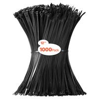 VEVOR 1000 Pack Cable Zip Ties, 12-inch Heavy Duty Cable Wire Ties with 50LBS High Tensile Strength, Multi-Purpose Self-Locki...