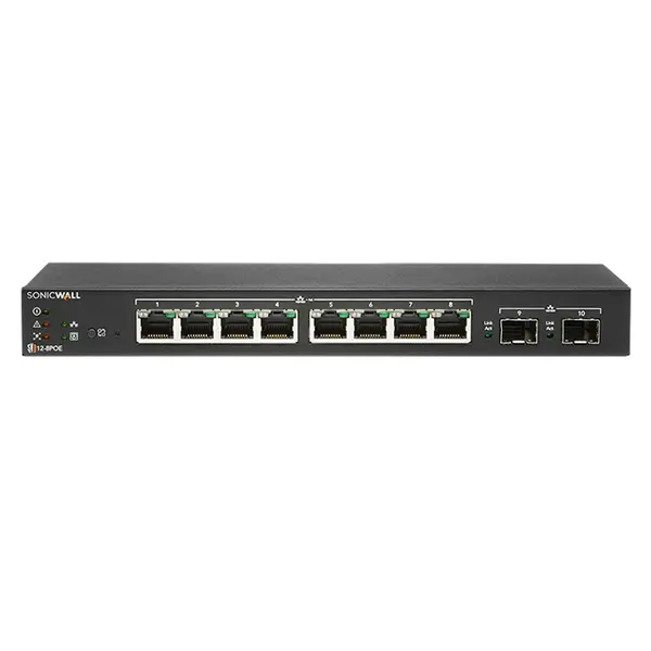 02-SSC-2463 SonicWall SWS12-8POE 8x GbE PoE with 2x GbE SFP Ports Desktop Managed Switch