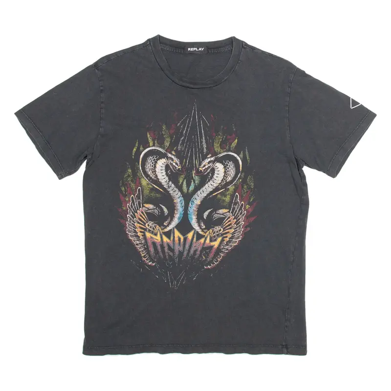 REPLAY Snakes Mens T-Shirt Grey S