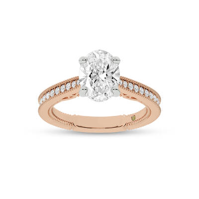 Oslo Vintage Inspired Hidden Accent Oval Lab Grown Diamond Engagement Ring | 10K Rose Gold 2 1/3 CT. TW.