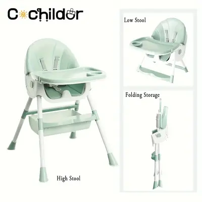 Cochildor Kids Dining Chair, Multifunctional Dining Chair -5-point safety harness,foldable high chair,convertible high ch...