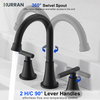 Hurran Bathroom Faucet for 3-Hole Sink,made of lead-free stainless steel.Includes pop-up drain and supply lines. Easy Install...