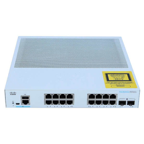 Cisco CBS250-16T-2G-NA | Business 250 CBS250-16P-2G 16 x Ports PoE+ 10/100/1000Base-T + 2 SFP Ports Layer 2 Managed Rack-moun...