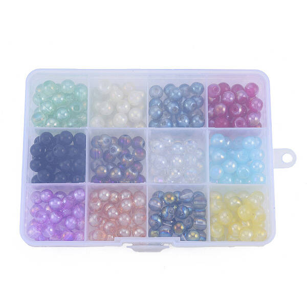 300Pcs 12 Color Electroplate Glass Beads