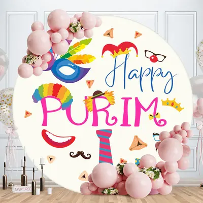 Mask Funny Clown Costume Round Happy Purim Backdrop - Aperturee