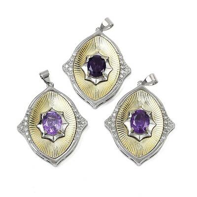 Rhombus Natural Amethyst Pendants