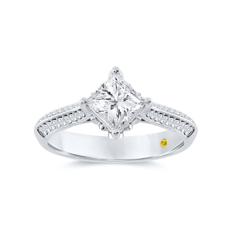 Uzma Knife Edge Hidden Halo Princess Cut Lab Grown Diamond Engagement Ring | 10K White Gold 1 3/4 CT. TW.