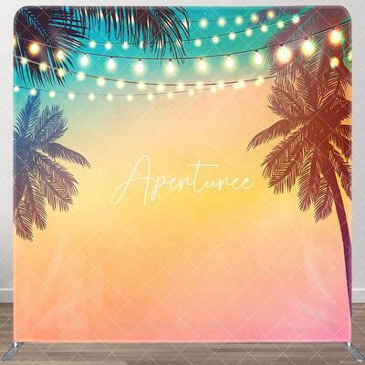 Aperturee Babychella Sunset Palm Tree Lighted Square Backdrop, 6X6FT(1.8X1.8M), 111 USD, square double-sided backdrops, DSXQH...