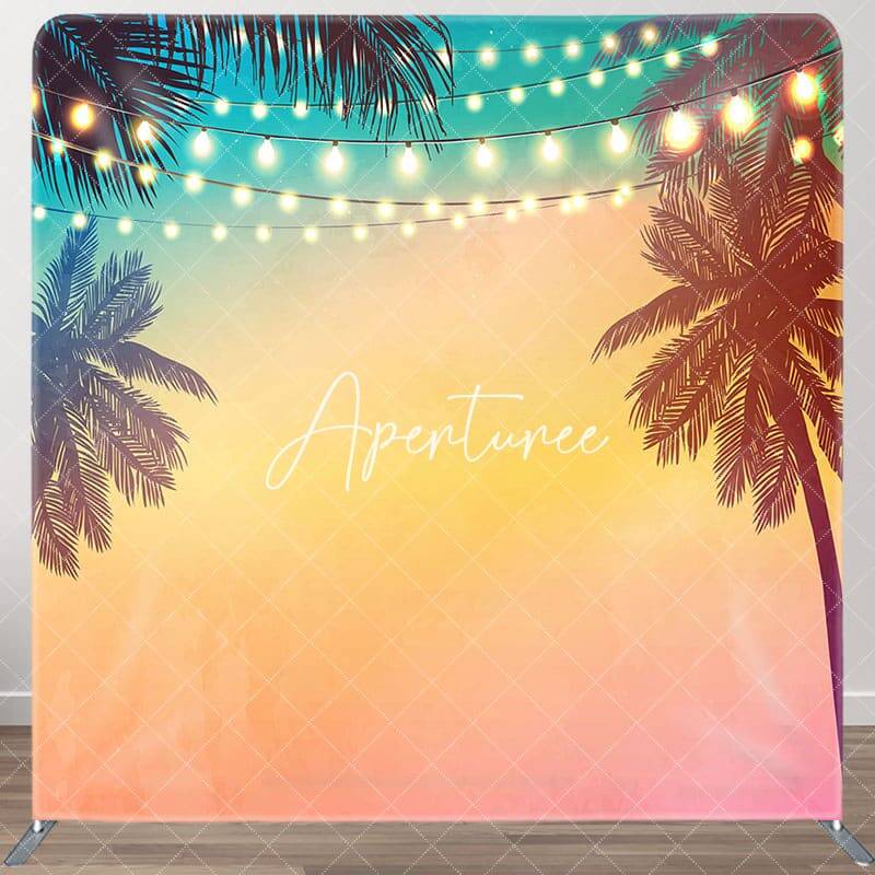 Aperturee Babychella Sunset Palm Tree Lighted Square Backdrop, 6X6FT(1.8X1.8M), 111 USD, square double-sided backdrops, DSXQH...