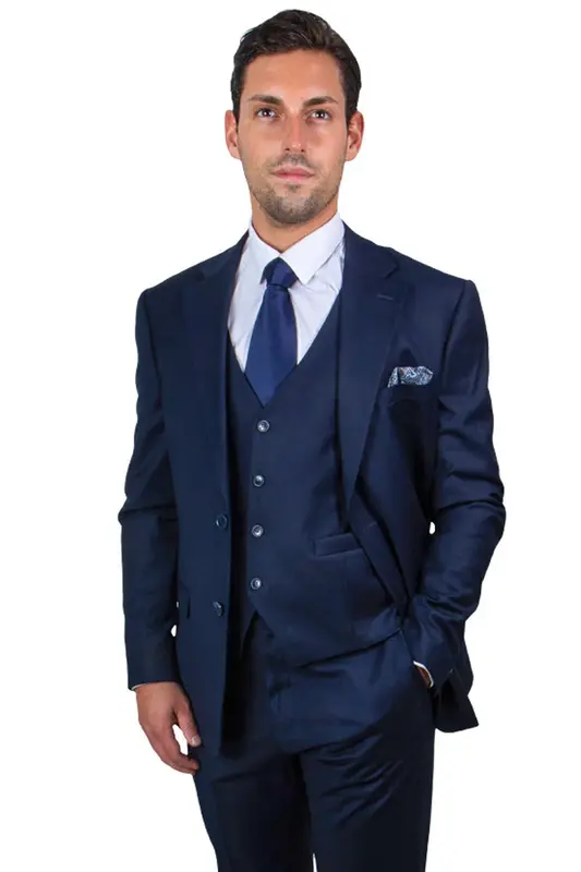 Mens Stacy Adams Suit -Stacy Adams Suit Men's Two Button Vested Basic Suit in Navy Blue