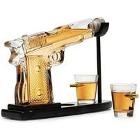 Gun-Shaped Whiskey Decanter Set - Unique Glass & Wooden Display Stand - Perfect Gift for Dad, Boyfriend, or Lover - Ideal for...