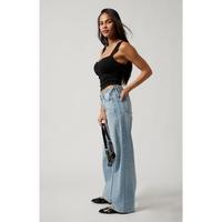 Pacsun Women's Casey Bow Tie Low Rise Baggy Jeans Light Indigo