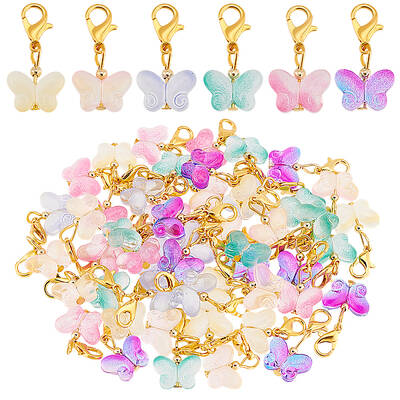 60Pcs 6 Colors Butterfly Glass Pendant Decorations