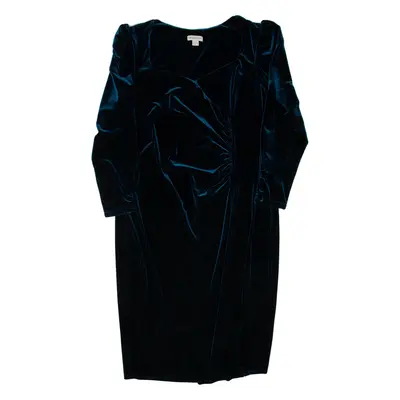 MONSOON Womens Day Dress Blue Velvet Long Sleeve Midi UK 20