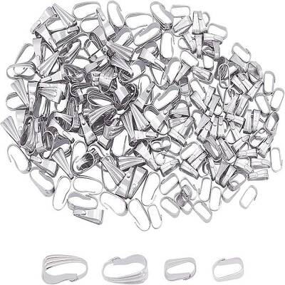 UNICRAFTALE about 200pcs 2 Sizes Snap On Bails 304 Stainless Steel Pendant Bails Ice Pick Pinch Bails Clasp for Pendant Neckl...