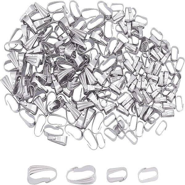 UNICRAFTALE about 200pcs 2 Sizes Snap On Bails 304 Stainless Steel Pendant Bails Ice Pick Pinch Bails Clasp for Pendant Neckl...