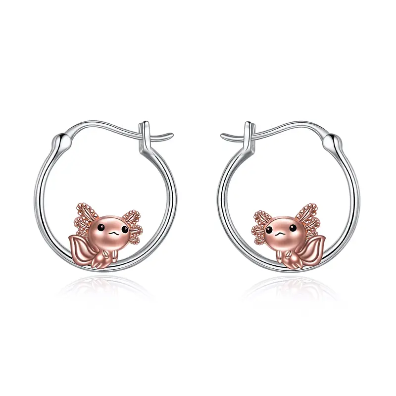 Sterling Silver Two-tone Salamander Hoop Earrings