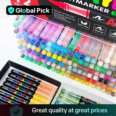 Soft Head Painting Graffiti Stacking Color Pen, 1 Set Straight Liquid Acrylic Drawing Markers, Art Supplies for Students DIY ...